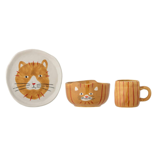 Bloomingville Set vesela din ceramica, pentru copii, Kittie Maro, 3 piese