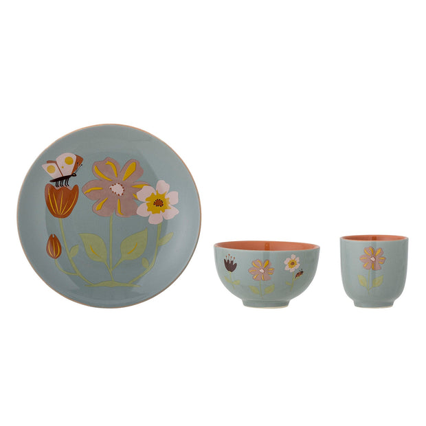 Set vesela din ceramica, pentru copii, Meadow Albastru, 3 piese