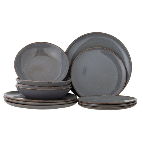 Set vesela din ceramica, Sandrine Gri, 12 piese