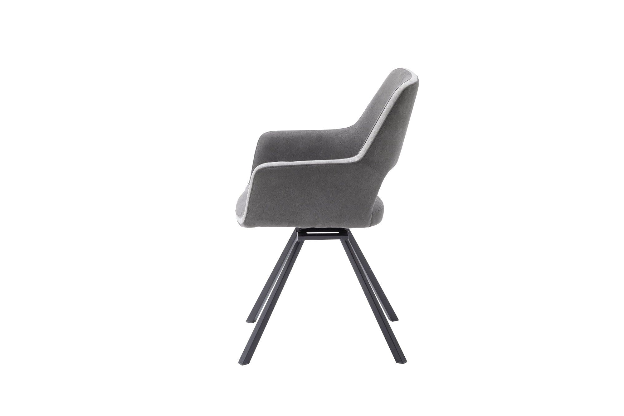 Set 2 scaune rotative tapitate cu stofa si picioare metalice, Bayoe Plus Gri / Negru, l58xA60xH90 cm (3)