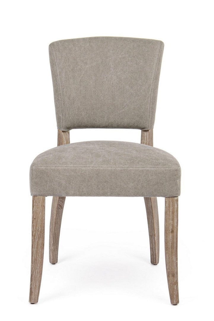Bizzotto Set 2 scaune tapitate cu stofa si picioare din lemn Maratriz Gri / Natural, l52xA63xH90 cm