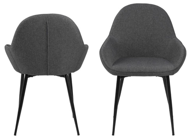 Set 2 scaune tapitate cu stofa si picioare metalice Candis Gri / Negru, l60xA57,5xH84 cm (2)