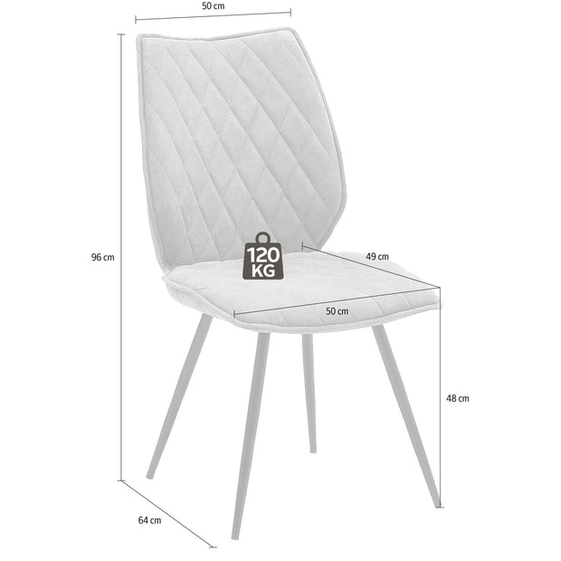 Set 2 scaune tapitate cu stofa si picioare metalice, Navarra Grej / Antracit, l50xA64xH96 cm (6)