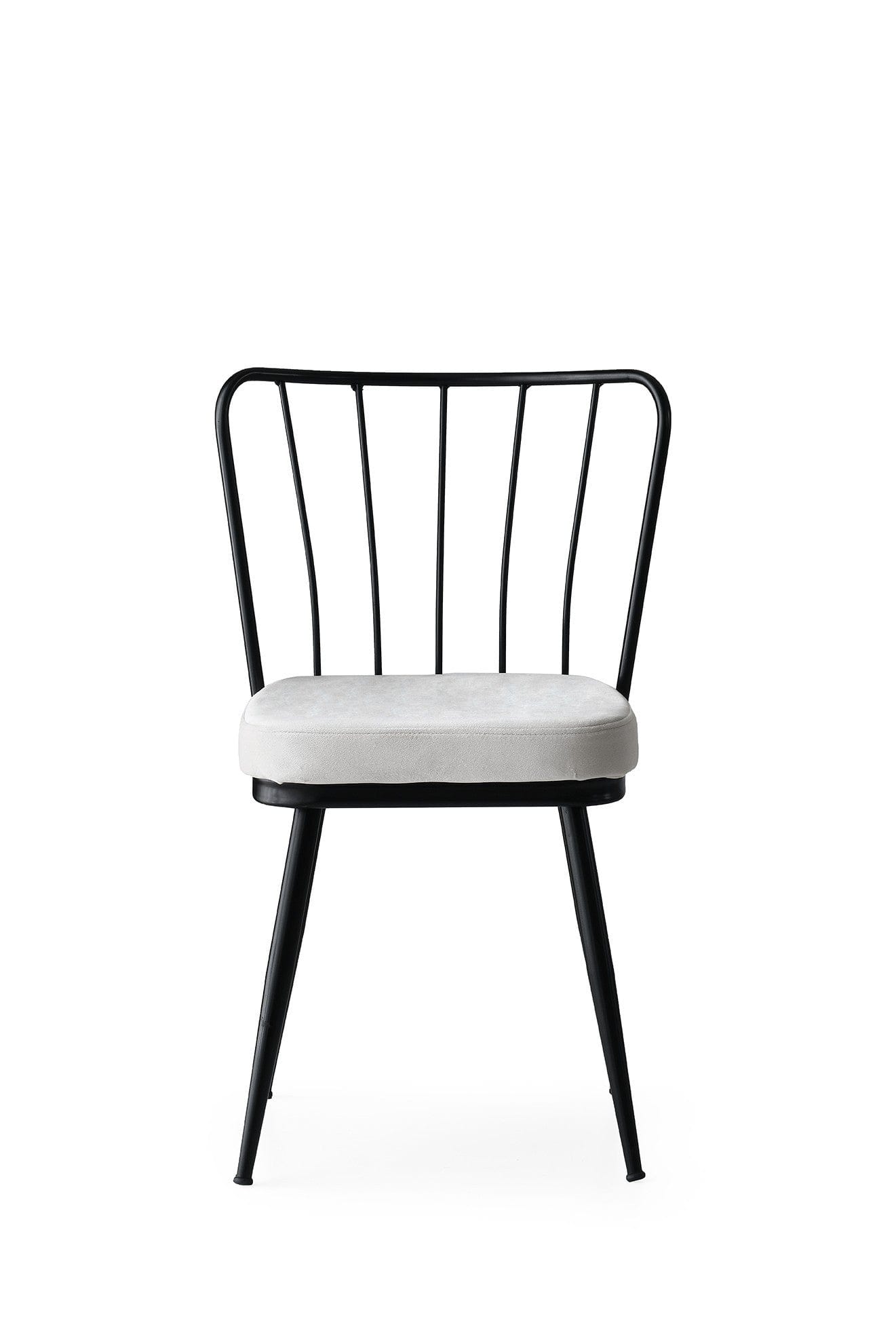 Asir Set 2 scaune tapitate cu stofa si picioare metalice, Yildiz 186 Velvet Gri Deschis / Negru, l43xA42xH82 cm