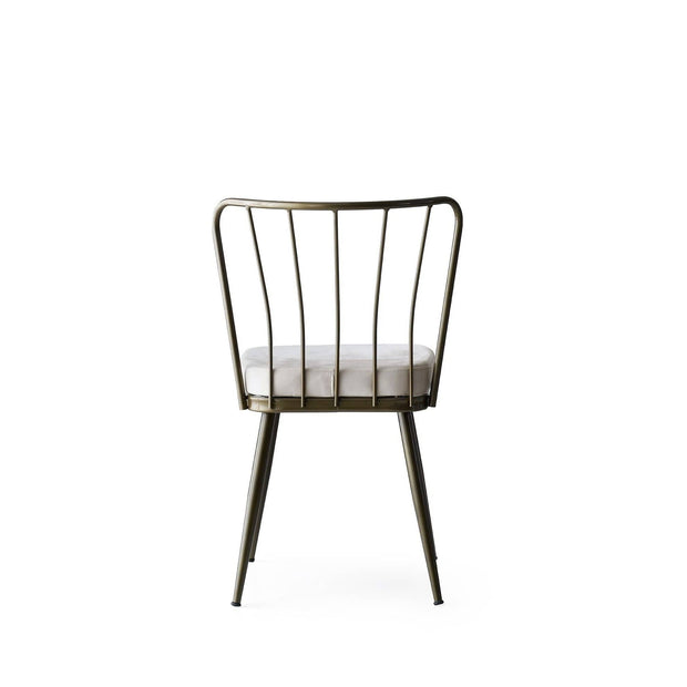 Asir Set 2 scaune tapitate cu stofa si picioare metalice, Yildiz 984 Velvet Gri Deschis / Alama, l43xA42xH82 cm