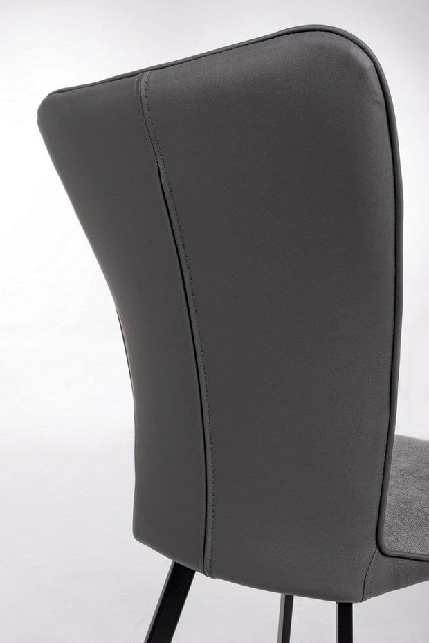 Set 2 scaune tapitate cu stofa si piele ecologica, cu picioare metalice Angelica Gri / Negru, l50xA63xH92 cm (5)