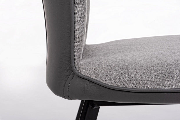 Set 2 scaune tapitate cu stofa si piele ecologica, cu picioare metalice Angelica Gri / Negru, l50xA63xH92 cm (6)