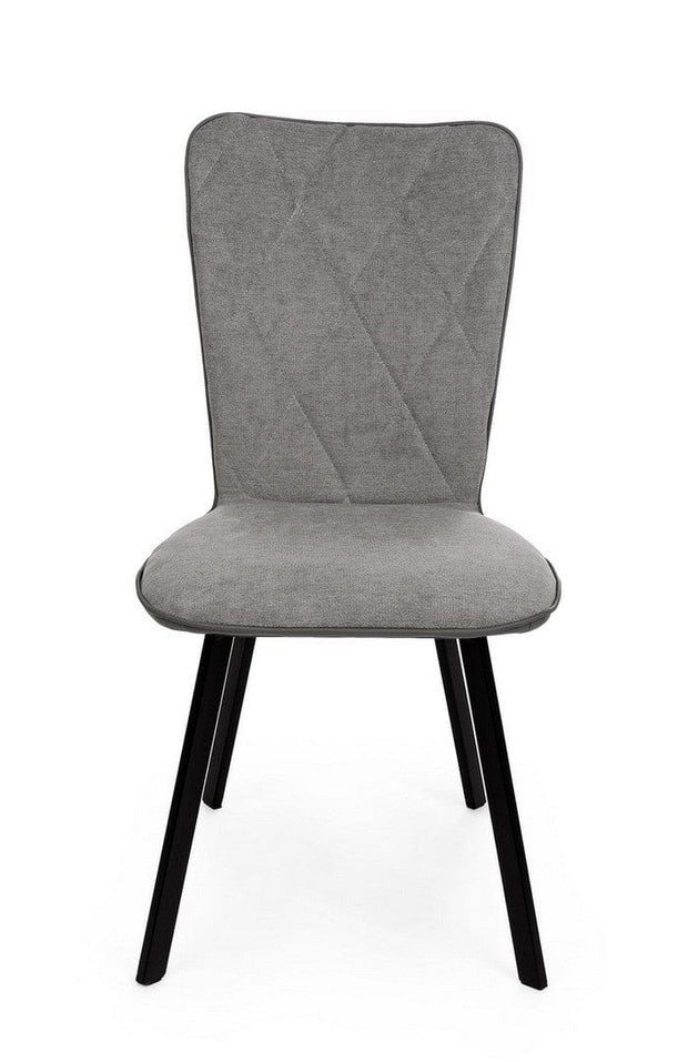 Set 2 scaune tapitate cu stofa si piele ecologica, cu picioare metalice Angelica Gri / Negru, l50xA63xH92 cm (3)