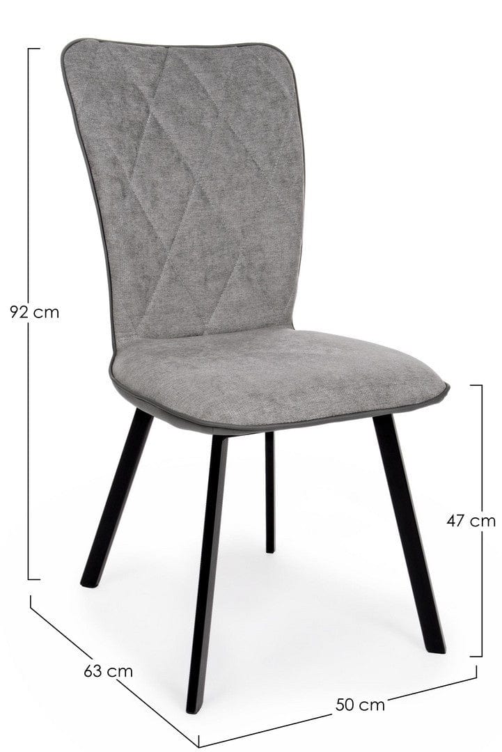 Set 2 scaune tapitate cu stofa si piele ecologica, cu picioare metalice Angelica Gri / Negru, l50xA63xH92 cm (7)