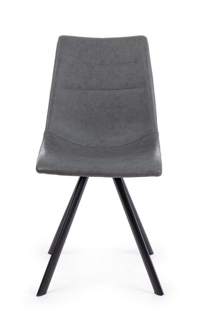 Bizzotto Set 4 scaune tapitate cu piele ecologica si picioare metalice Alva Gri / Negru, l45xA58xH90 cm