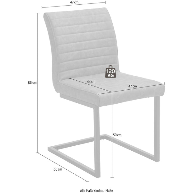 Set 4 scaune tapitate cu piele ecologica si picioare metalice, Kian A Gri / Negru, l47xA63xH86 cm (2)