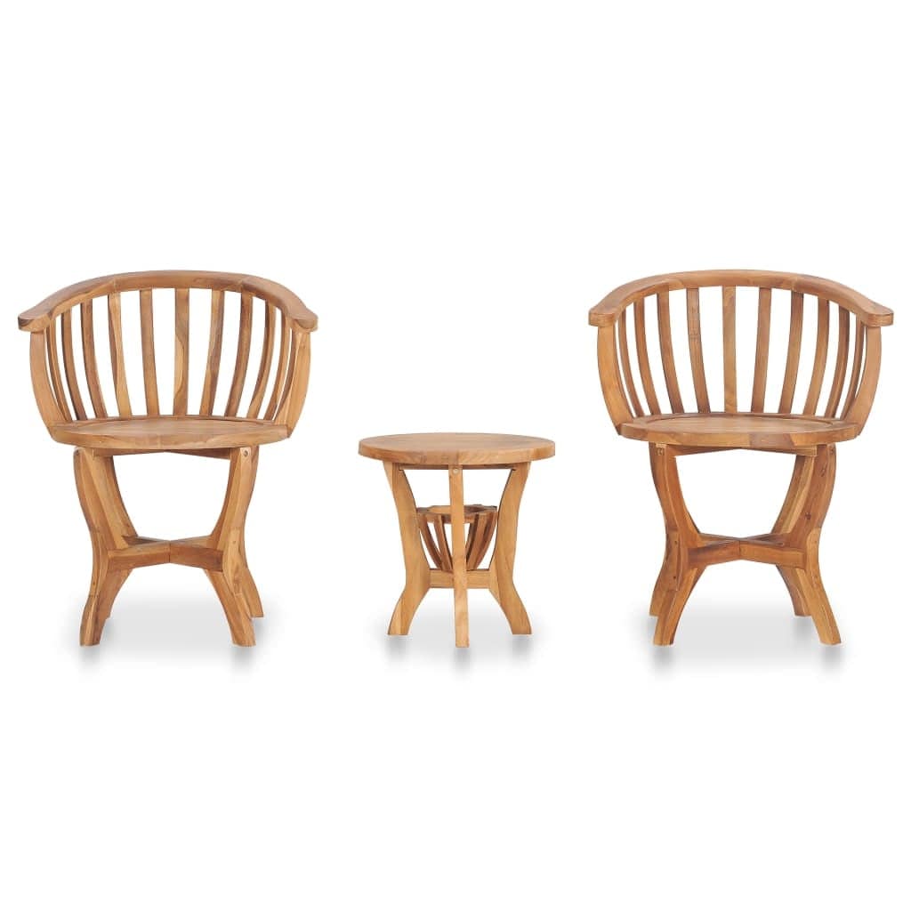Set masa + 2 scaune pentru gradina / terasa, din lemn de tec, Cindy Natural, Ø40xH43,5 cm (2)