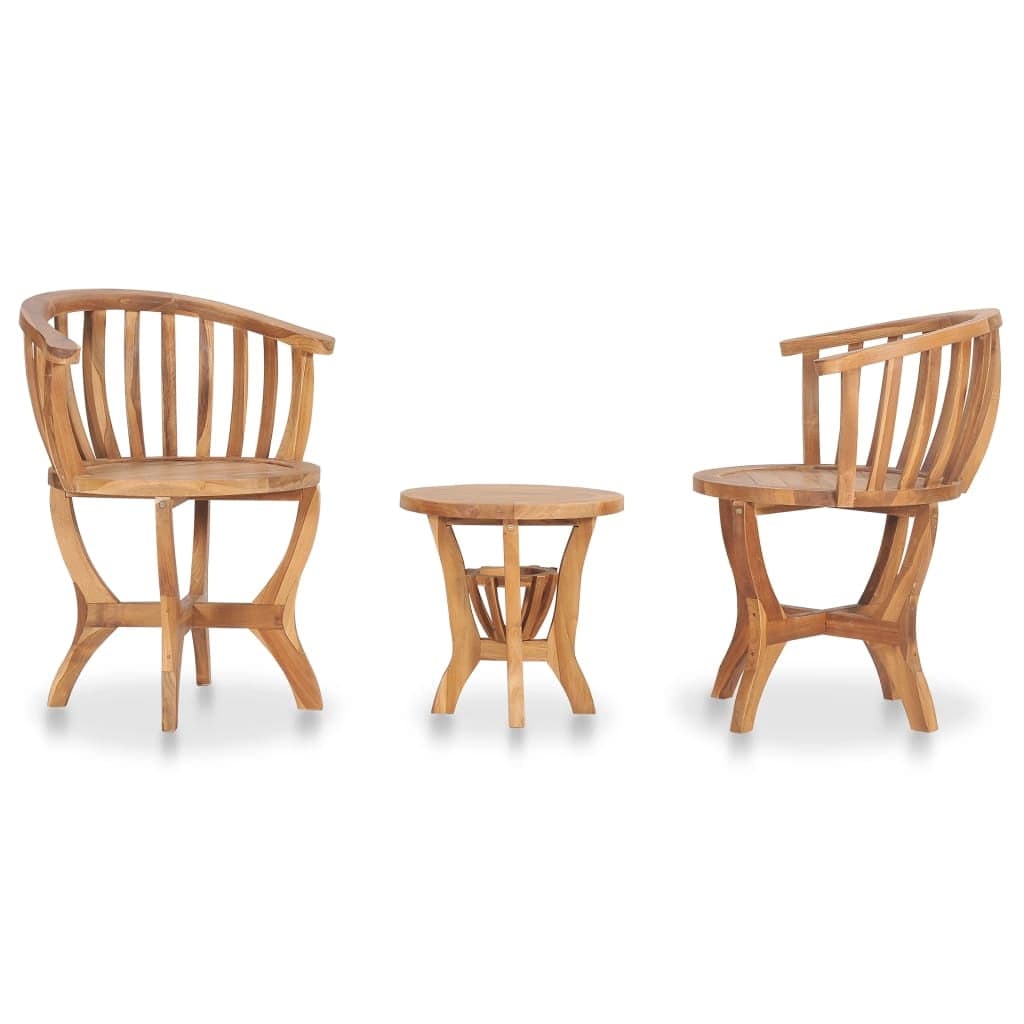 Set masa + 2 scaune pentru gradina / terasa, din lemn de tec, Cindy Natural, Ø40xH43,5 cm (1)