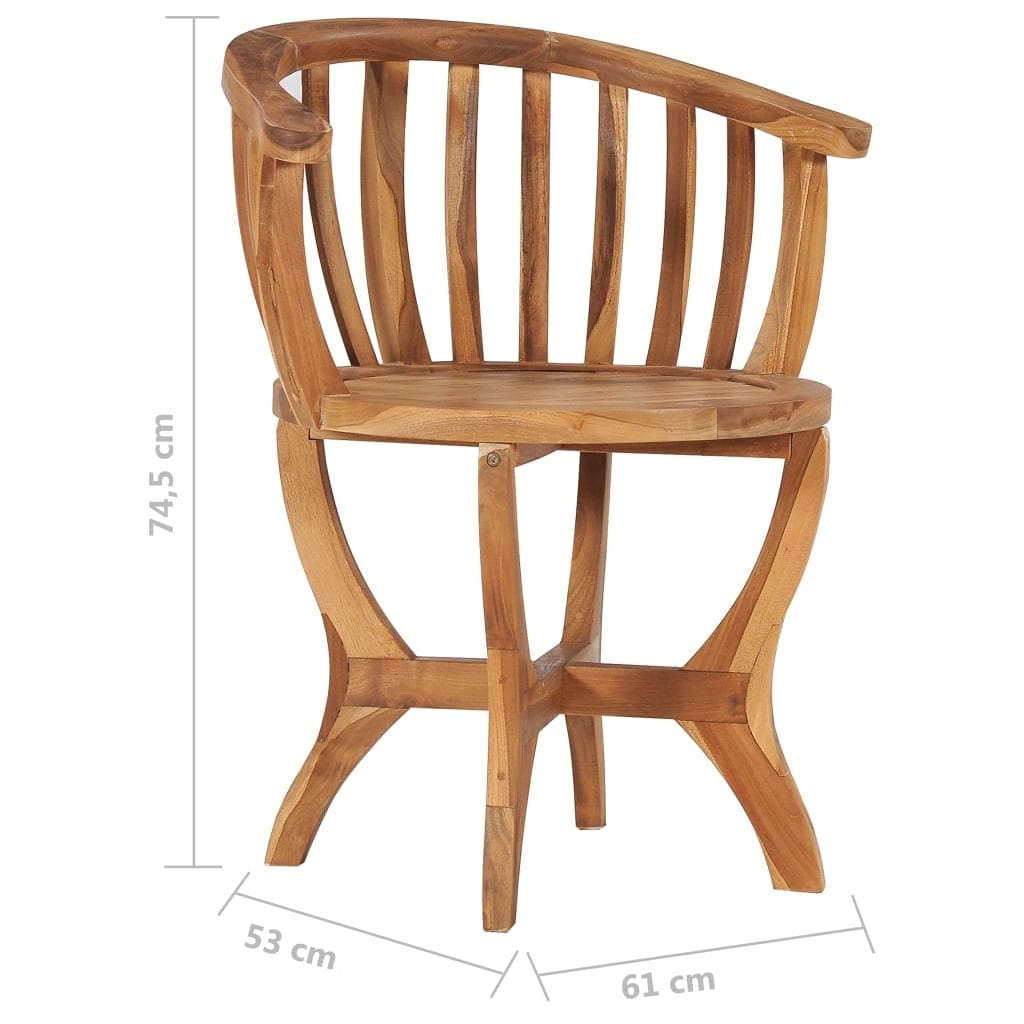 Set masa + 2 scaune pentru gradina / terasa, din lemn de tec, Cindy Natural, Ø40xH43,5 cm (6)
