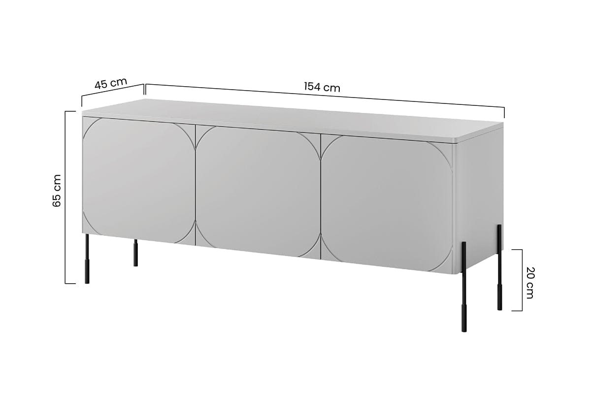 Comoda TV din MDF si metal, cu 1 sertar si 3 usi, Sonatia 150-3D1SZ Burgundy / Negru, l154xA45xH65 cm (7)