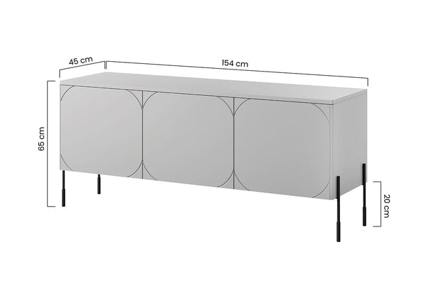 Comoda TV din MDF si metal, cu 1 sertar si 3 usi, Sonatia 150-3D1SZ Burgundy / Negru, l154xA45xH65 cm (7)