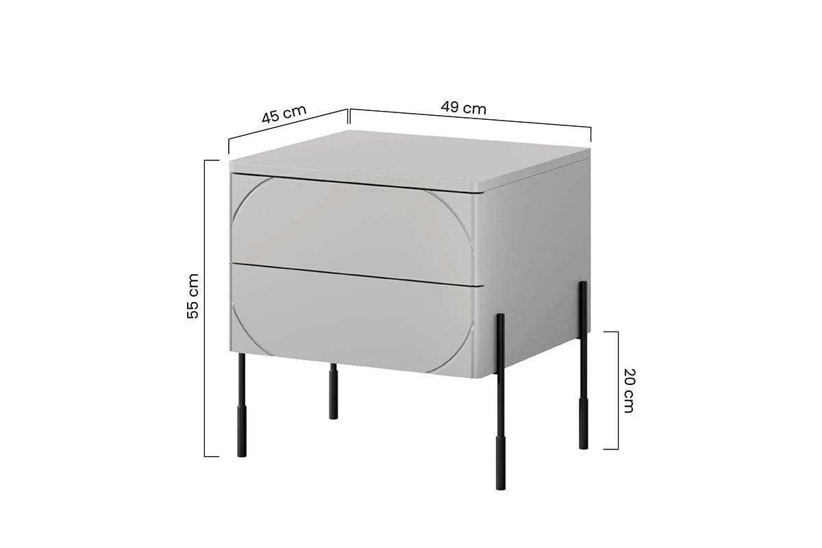 Noptiera din MDF si metal, cu 2 sertare, Sonatia 45-2SZ Burgundy / Negru, l49xA45xH55 cm (7)