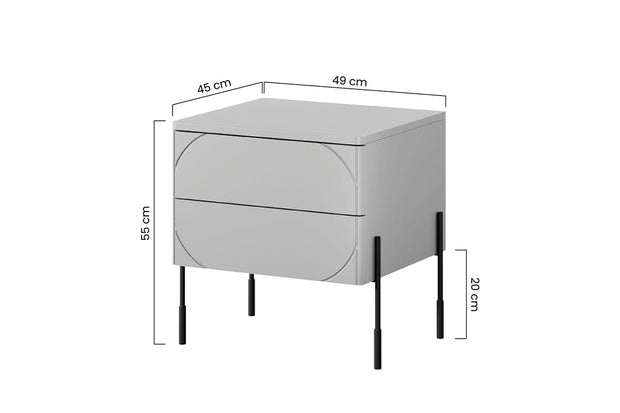 Noptiera din MDF si metal, cu 2 sertare, Sonatia 45-2SZ Burgundy / Negru, l49xA45xH55 cm (7)