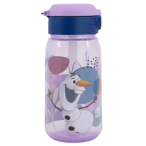 Sticla de apa pentru copii, cu pai, din plastic, Frozen Multicolor, 510 ml