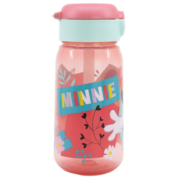 Sticla de apa pentru copii, cu pai, din plastic, Minnie Mouse Multicolor, 510 ml (1)