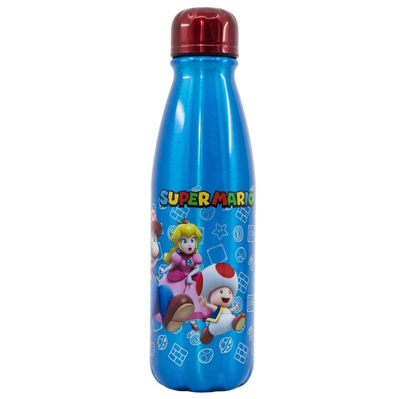 Sticla de apa pentru copii, din aluminiu, Super Mario Multicolor, 600 ml