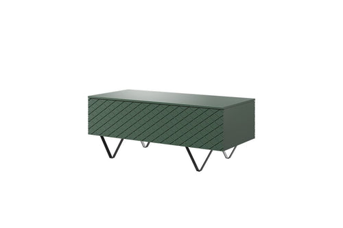 Masa de cafea din pal, MDF si metal, cu 2 usi, Scalia 120-2K Verde / Negru, L120xl55xH48 cm