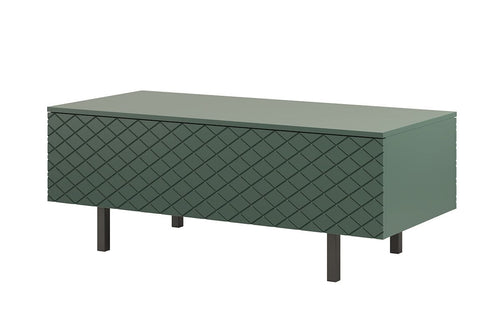 Masa de cafea din pal, MDF si metal, cu 2 usi, Scalia II 120-2K Verde / Negru, L120xl55xH46 cm