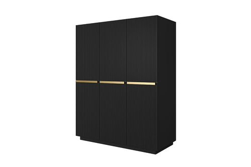 Dulap din pal si MDF, cu 3 usi si 2 sertare, Nicole 150-3D2SZ Negru / Auriu, l150xA62xH207 cm