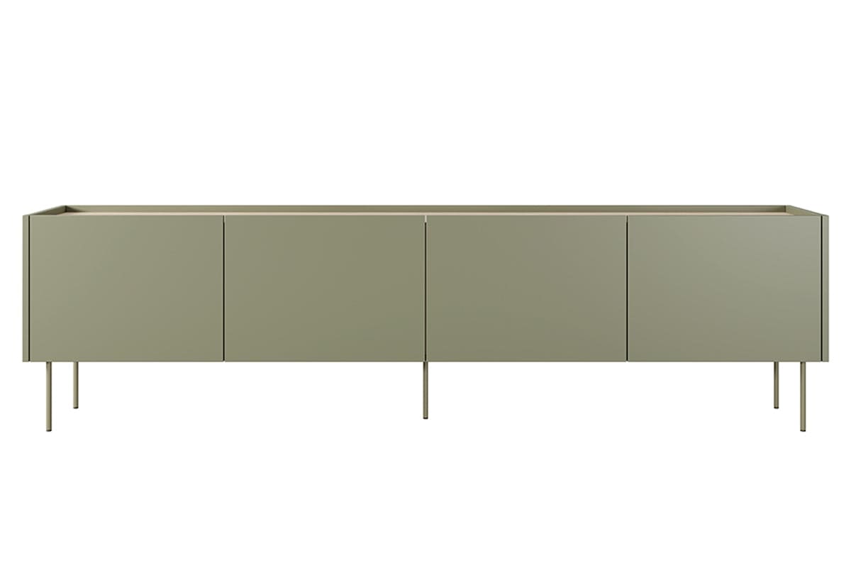 Comoda TV din pal si metal, cu 4 usi, Desin 220-4D Verde Olive, l220xA40xH60 cm (5)