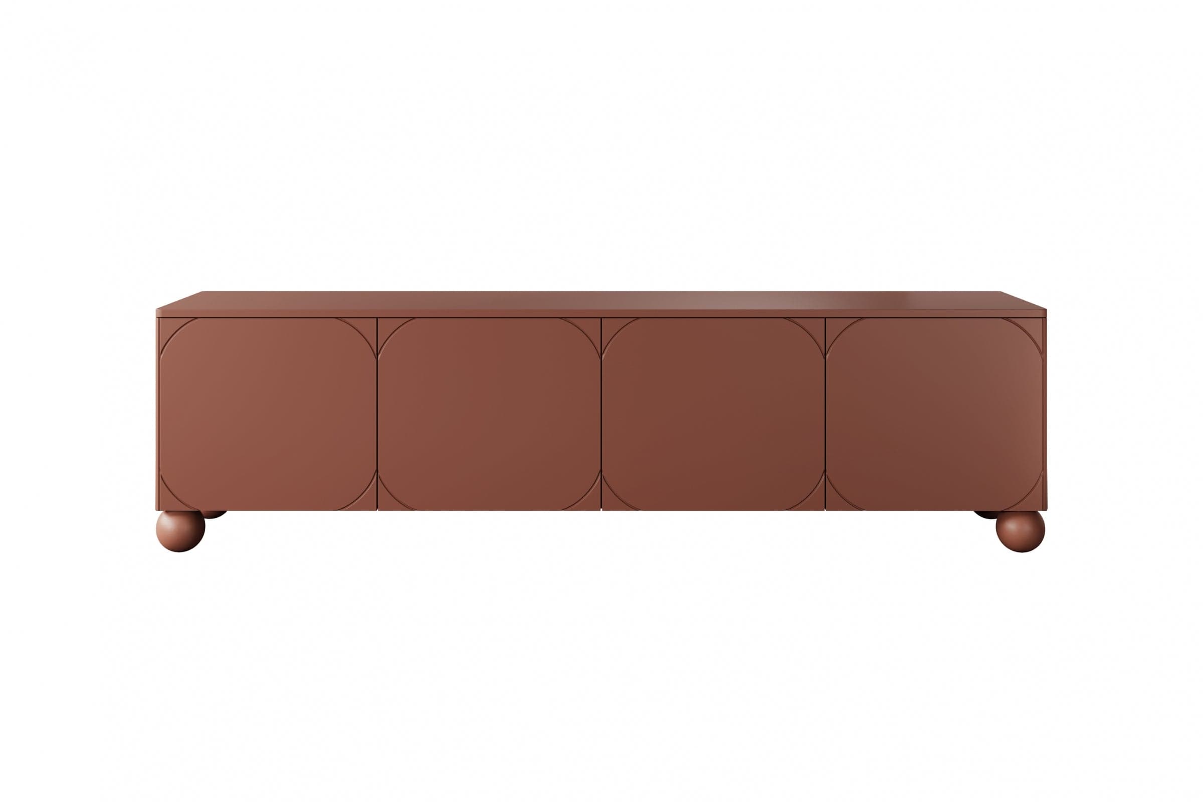 Comoda TV din MDF si lemn, cu 4 usi, Sonatia 200-4D Burgundy, l200xA45xH57 cm (3)