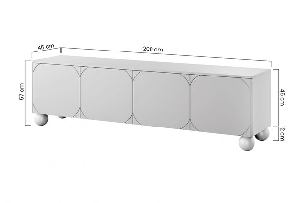 Comoda TV din MDF si lemn, cu 4 usi, Sonatia 200-4D Verde Olive, l200xA45xH57 cm (7)