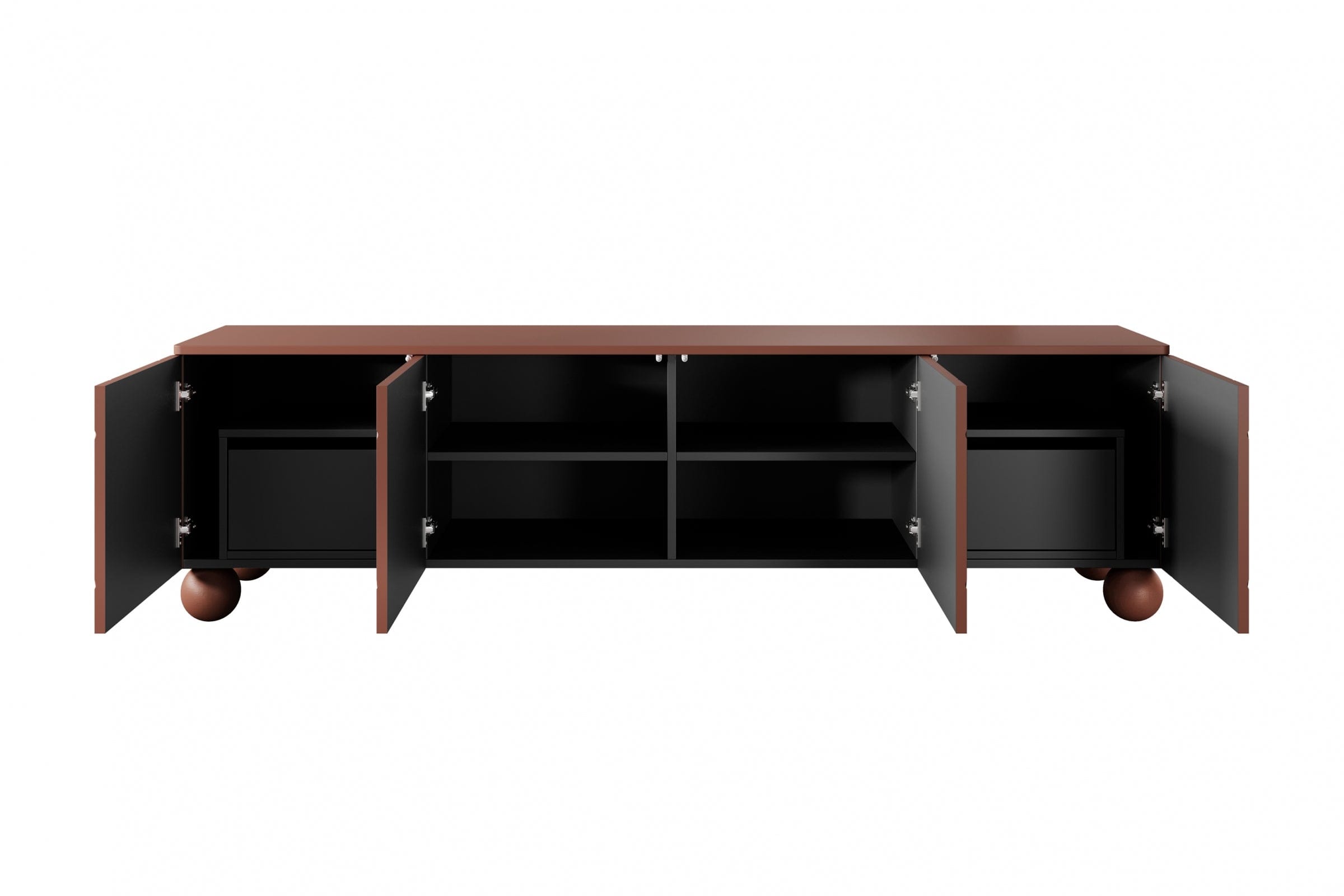 Comoda TV din MDF si lemn, cu 2 sertare si 4 usi, Sonatia 200-4D2SZ Burgundy, l200xA45xH57 cm (5)