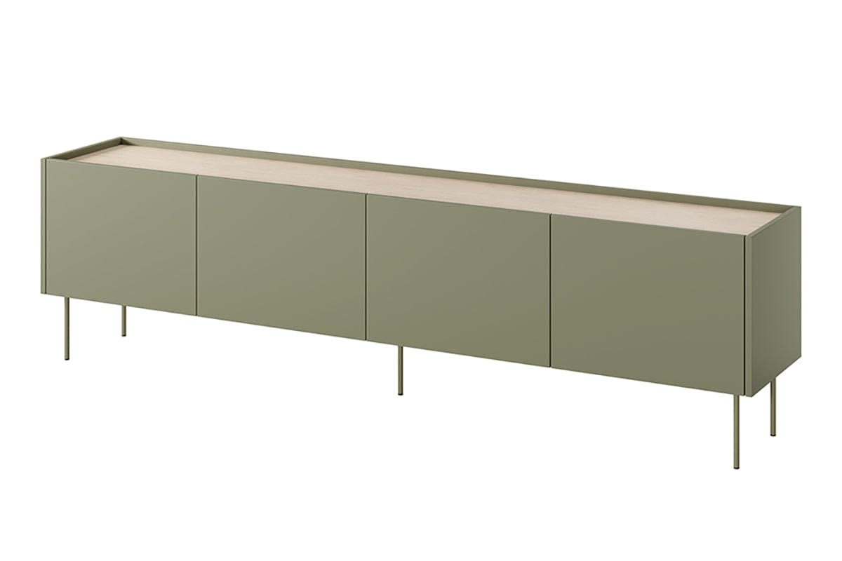 Comoda TV din pal si metal, cu 1 sertar si 4 usi, Desin 220-4D1SZ Verde Olive, l220xA40xH60 cm