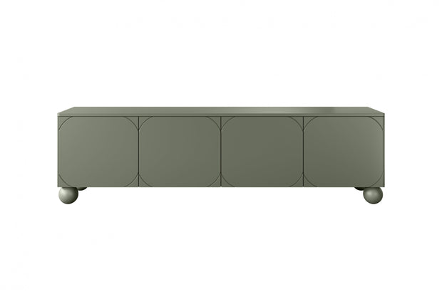 Comoda TV din MDF si lemn, cu 1 sertar si 4 usi, Sonatia 200-4D1SZ Verde Olive, l200xA45xH57 cm (3)