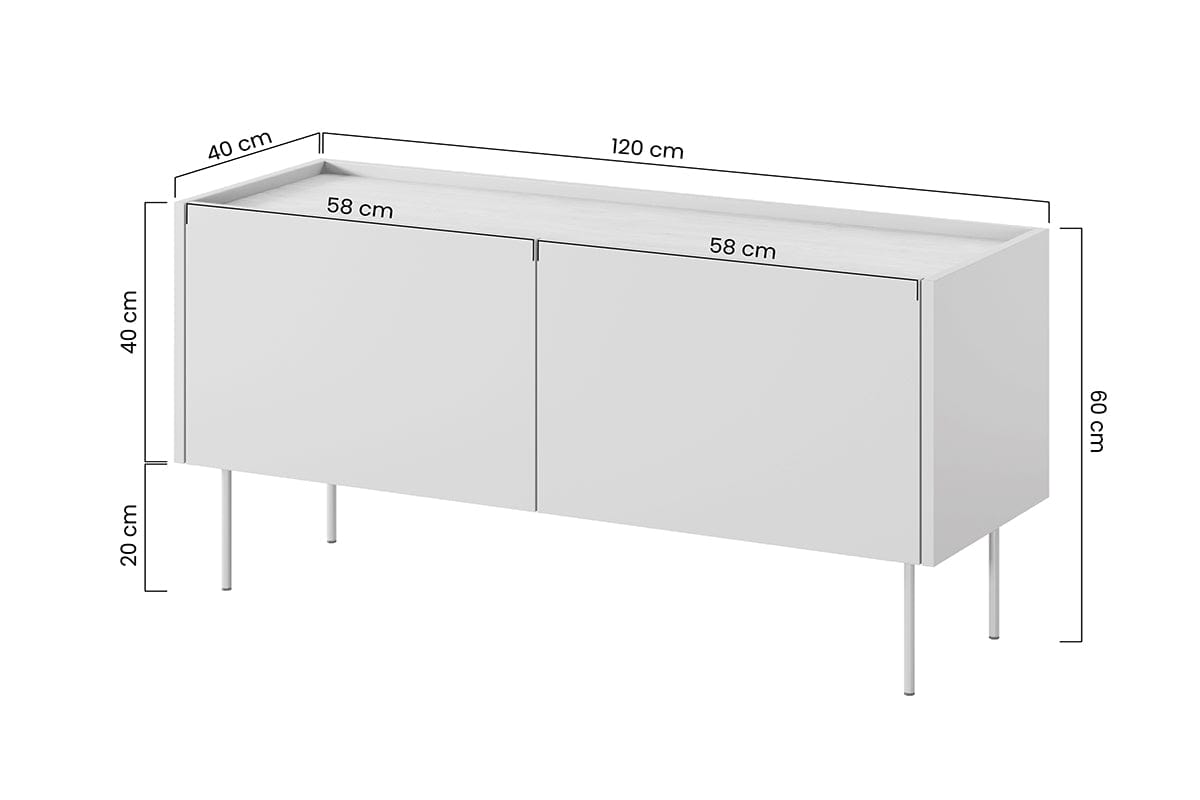 Comoda TV din pal si metal, cu 2 usi, Desin 120-2D Crem, l120xA40xH60 cm (6)