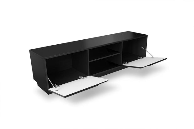 Comoda TV din pal si MDF, cu 2 usi, Loftia Mini 160-2K Negru, l160xA37xH41 cm (3)