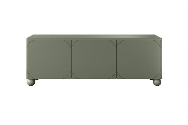 Comoda TV din MDF si lemn, cu 3 usi, Sonatia 150-3D Verde Olive, l150xA45xH57 cm (3)