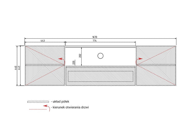 Comoda TV suspendata din pal si MDF, cu 1 sertar si 2 usi, Asha 167-2D1SZ Antracit / Stejar Artisan, l167xA40xH44 cm (6)