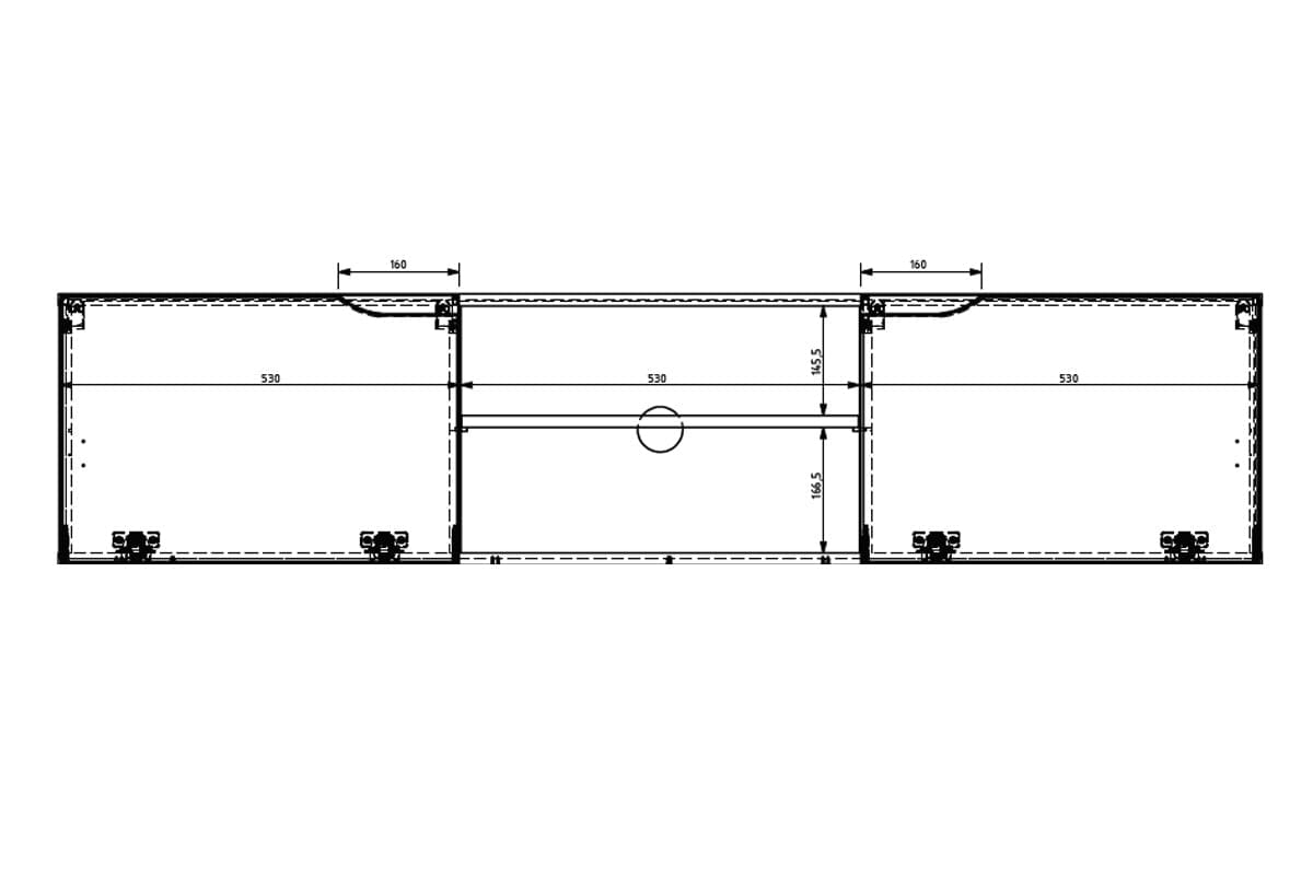 Comoda TV suspendata din pal si MDF, cu 2 usi, Loftia Mini 160-2K Negru / Stejar Artisan, l160xA37xH36 cm (4)