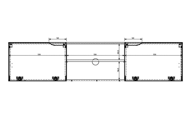 Comoda TV suspendata din pal si MDF, cu 2 usi, Loftia Mini 160-2K Negru / Stejar Artisan, l160xA37xH36 cm (4)