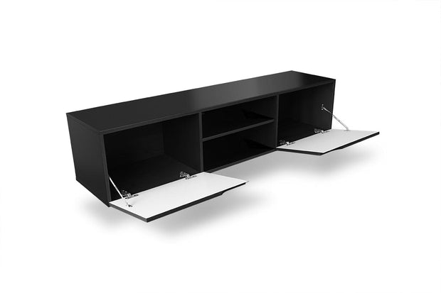 Comoda TV suspendata din pal si MDF, cu 2 usi, Loftia Mini 160-2K Negru, l160xA37xH36 cm (3)