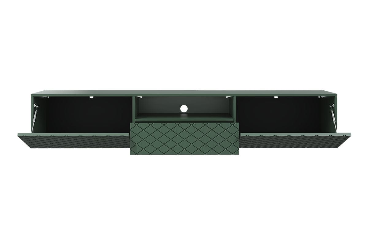 Comoda TV suspendata din pal si MDF, cu 1 sertar si 2 usi, Scalia 190-2K1SZ Verde, l190xA42xH34 cm (4)