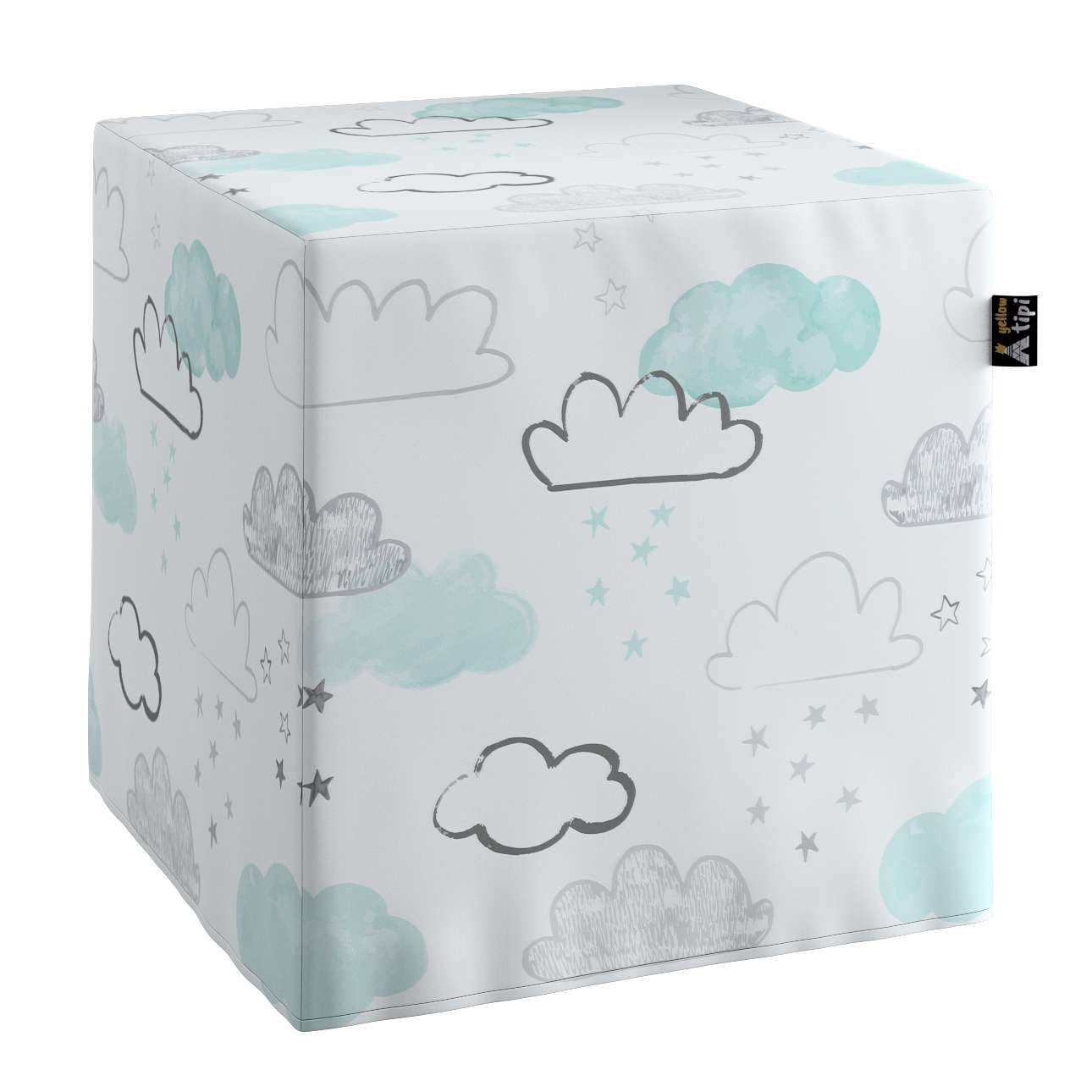 Taburet pentru copii, tapitat cu stofa, Magic Clouds Multicolor, l40xA40xH40 cm