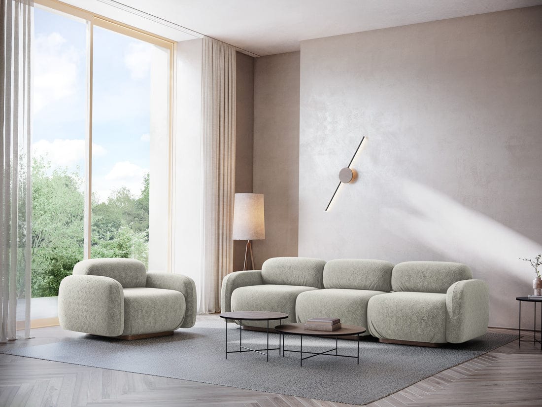 Makamii Taburet tapitat cu stofa, Ailani C13 Argintiu / Natural, l95xA83xH41 cm