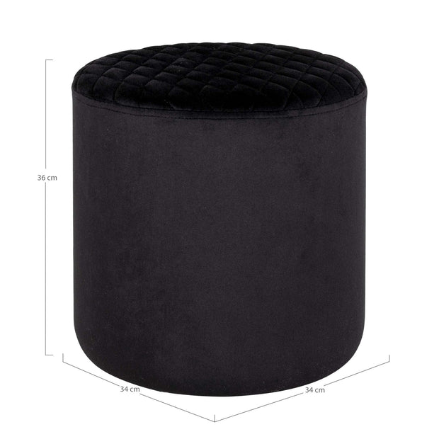 Taburet tapitat cu stofa, Ejby Velvet Negru, Ø34xH36 cm (2)