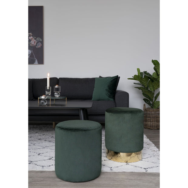 Taburet tapitat cu stofa, Ejby Velvet Verde Inchis, Ø34xH36 cm (1)