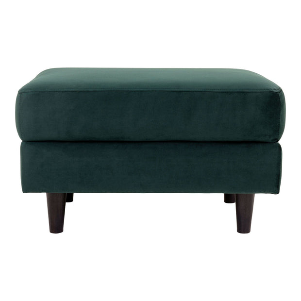 Taburet tapitat cu stofa si picioare din lemn, Bologna Velvet Verde Inchis / Negru, l68xA52xH42 cm (1)