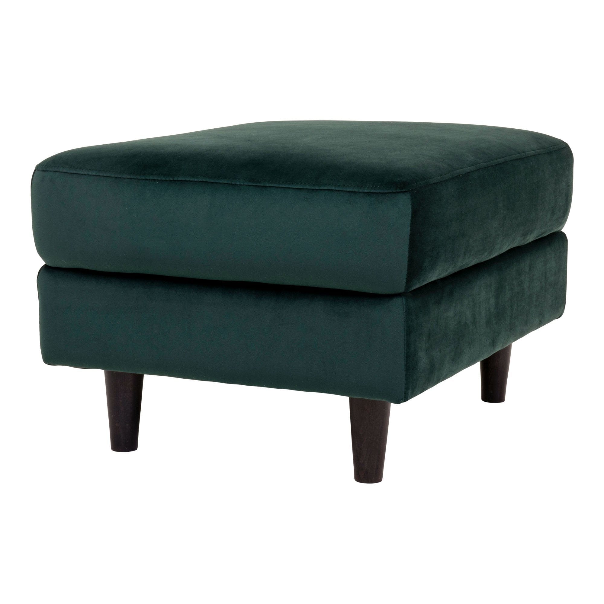 Taburet tapitat cu stofa si picioare din lemn, Bologna Velvet Verde Inchis / Negru, l68xA52xH42 cm (2)