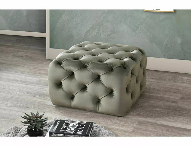 Taburet tapitat cu stofa, Sophia Velvet Verde Olive, l61xA61xH41 cm (1)