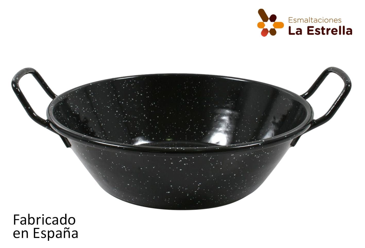 Inde Soler Hispania Tigaie adanca cu manere din metal emailat, Ø22 cm, 1,7L, Jaspeada Negru